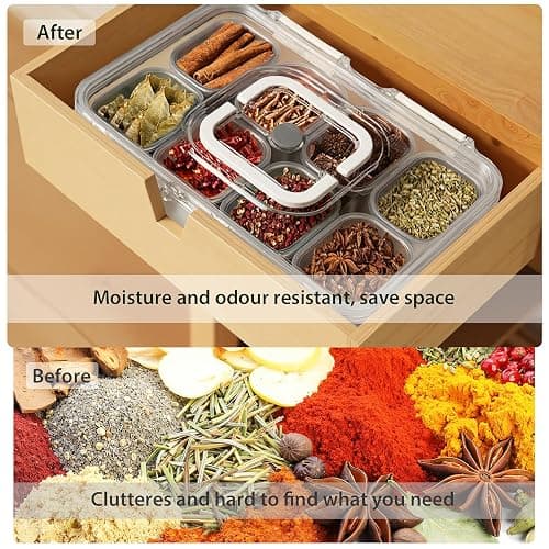 Snackle Box Container, Stainless Steel Divided Serving Tray with Lid and Handle, 8 Compartment Portable Snack Platters - Clear Storage Organizer for Fruit Candy Nuts Veggie - Perfect for Travel Party thumbnail 9