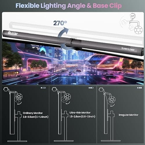 Quntis Monitor Light RGB Backlight, Eye-Care Computer Lights Bar Gaming Office Desk Lamp, 15 Modes Backlight, 3 Color Temperature & Brightness Dimmable Front Light, Ra95 Screen No Glare Monitor Lamp thumbnail 7