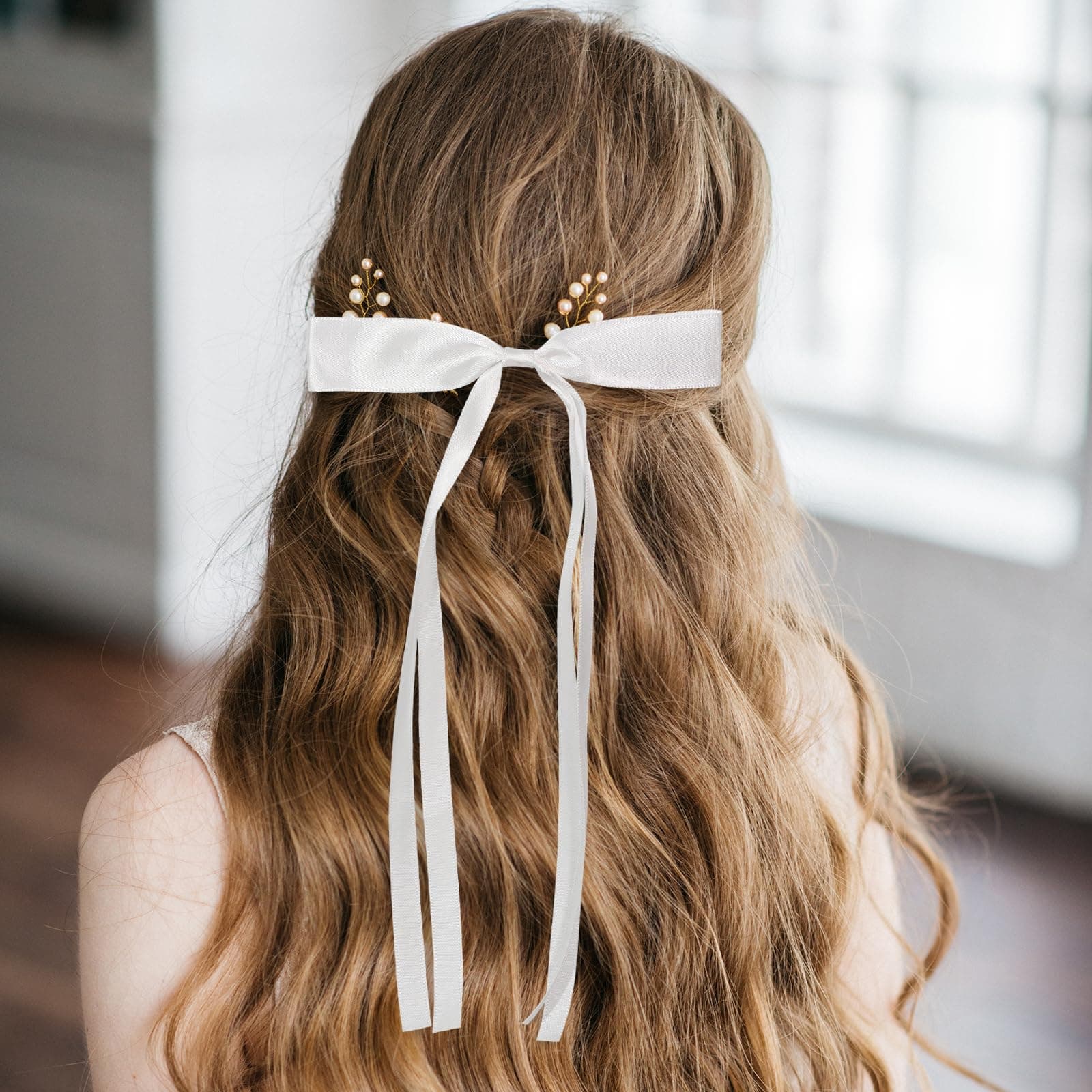 Silky Satin Long Bow Hair Clips, 8pcs Hair Barrettes for Women Girls, 8 Colors Long Tail Bow Hair Ribbon Claws, Elegant Hair Accessories for Teens and Adults thumbnail 8