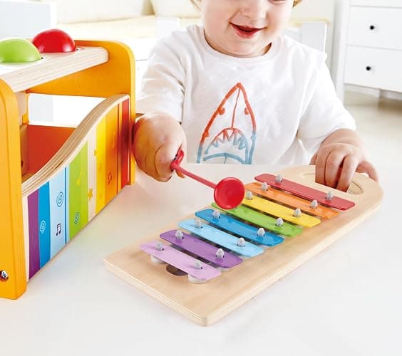 Hape Pound & Tap Bench with Slide Out Xylophone - Award Winning Durable Wooden Musical Pounding Toy for Toddlers thumbnail 8
