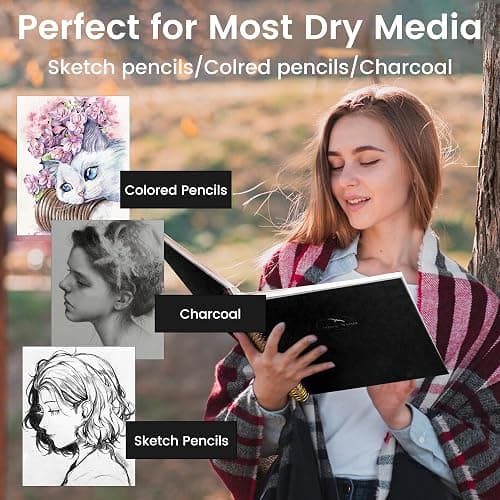 Hardcover Sketchbook for Drawing Spiral Sketch Book for Adult Kids 8.5 x 11 | 100gsm 68lb 120 Sheets Sketch Pad Premium Drawing Book Art Supplie,Black thumbnail 4