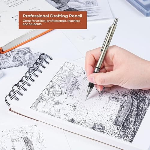 Nicpro 0.5 mm Art Mechanical Pencils Set in Case, 6 PCS Metal Drafting Pencil Lead Pencil 0.5mm with 6 Tube HB Lead Refills, 3 Erasers, 18 PCS Eraser Refills for Artist Writing, Drawing, Sketching thumbnail 5