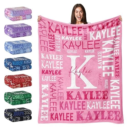 Titonmiz Custom Name Blanket, Personalized Blankets and Throws with Name for Teen Girls Boys, Customized Flannel Blankets Gifts for Girls Kids Adult Birthday Christmas, Ships Next Day - Image 1