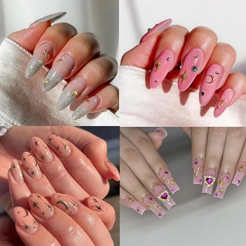 CUBLIVE 200Pcs Star Nail Charms for Nails Art 3D Gold Star Nail Charms Metallic Studs Rhinestones Stars Nail Jewelry Decorations Manicure Supplies Accessories for DIY Craft (G200) - Gold thumbnail 6