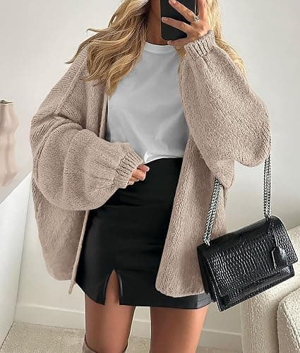 PRETTYGARDEN Womens Open Front Oversized Cardigan Sweaters | Soft Chunky Knit, Baggy Loose Fit, Long Lantern Sleeve Lightweight Sweater, Casual Daily Going Out, Fall Winter Outfits thumbnail 2
