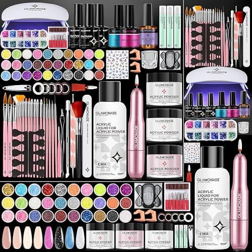 Glamonade Acrylic Nail Kit for Beginners: Professional Acrylic Nail Kit Set with Everything Drill Powder Nail Art Starter Tech Kit at Home Salon Gift - Image 1