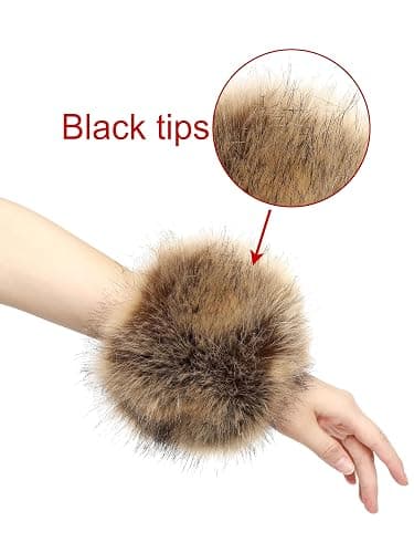 LA CARRIE Women's Leopard Print Faux Fur Wrist Cuffs,Winter Fox Furry Bands Arm Warmer thumbnail 2