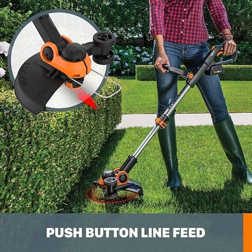 Worx 20V String Trimmer Cordless & Edger 3.0 + Leaf Blower Cordless with Battery and Charger Turbine, Black and Orange thumbnail 4