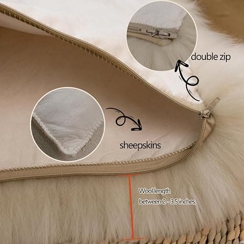 AGFNGE Luxury Soft Fur Sheepskin Fleece Cushion Cover Pillowcase Decorative Throw Pillows Covers, No Pillow Insert, 1pc (Khaki Camel, 18"×18") thumbnail 5