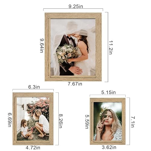 LUCKYLIFE Picture Frame Set 10-Pack, Gallery Wall Frame Collage with 8x10 5x7 4x6 Frames in Natural Woodgrain Finishes thumbnail 3