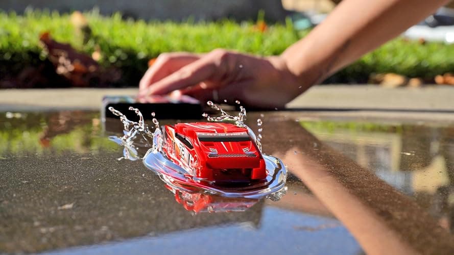 FLAT 2 FAST Original Stunt Card Racer – Flat Car Racer and Pocket Size Racecar Launcher with Built-in Button for Stunt Launching and Racing – Compact – Blue thumbnail 9