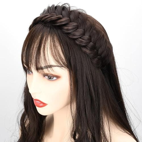 DIGUAN Wide Messy Braided Headband With Teeth Synthetic Hair Plaited Headband High Elasticity Braids Chunky Fishtail Braided Hair Band Hairpiece for Girls Women Beauty Accessory (Claybank) thumbnail 7