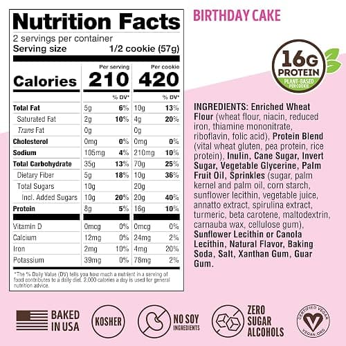 Lenny & Larry's The Complete Cookie, Birthday Cake, Soft Baked, 16g Plant Protein, Vegan, Non-GMO, 4 Ounce Cookie (Pack of 12) thumbnail 2