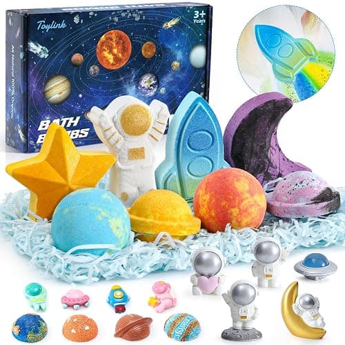 Toylink Space Bath Bombs for Kids with Surprise Inside, 8 Pack Kids Galaxy Bath Bombs with Space Toys for Toddler Boys Girls Handemade Rainbow Bubble Bath Fizzies Birthday Christmas Gift Set - Image 1