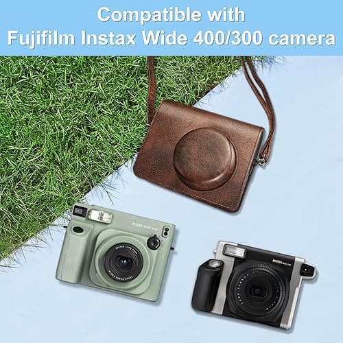 Fintie Protective Case for Fujifilm Instax Wide 400 Instant Film Camera - Premium Vegan Leather Bag Cover with Removable Strap, Vintage Brown - Vintage Brown thumbnail 5