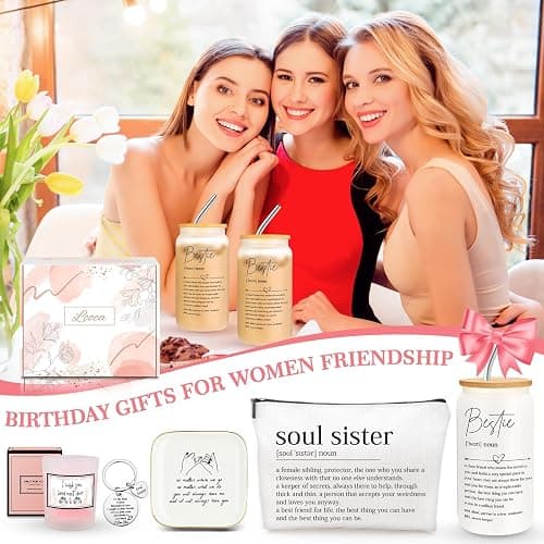 Best Friend Birthday Gifts for Women Friendship Gifts for Women Bestfriend Birthday Gift for Best Friend Woman Bestfriend Gift Ideas with Cup Bag Candle Keychain for Soul Sister Bestie BFF thumbnail 8