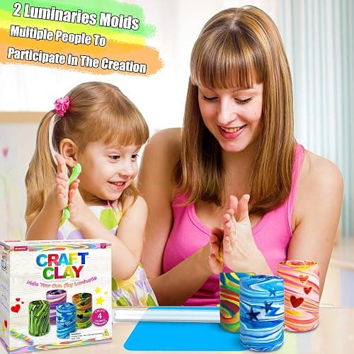 MHMYDIS Make Your Own Clay Luminaries - Arts and Crafts kit for Boys Girls and Teens Age 6 7 8 9 10 11 12 Year Old and up - Creative Clay Lantern Toys for 8-12 Year Olds thumbnail 7
