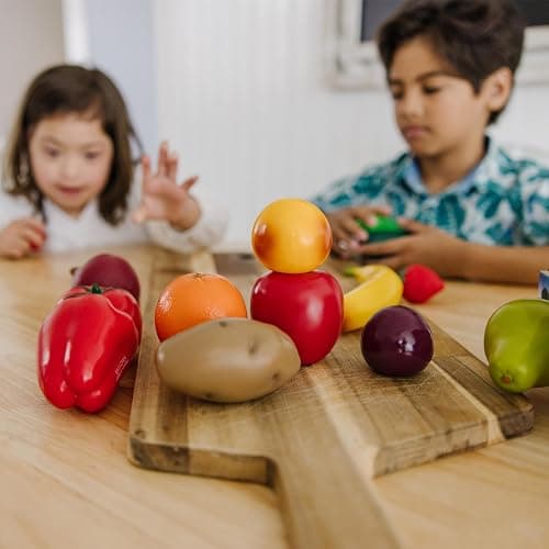 Melissa & Doug Play-Time Produce Fruit (9 pcs) and Vegetables (7 pcs) Realistic Play Food thumbnail 2
