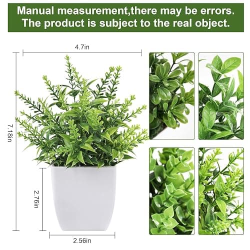 Der Rose 4 Pack Fake Plants, Greenery Potted Plants for Home Decor Indoor | Unique artificial plants, no-care potted greenery, for desk table windowsill bathroom office farmhouse and classroom decor thumbnail 3