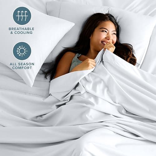 Bare Home Split Queen Sheet Set - 1800 Ultra-Soft Microfiber Bed Sheets - Double Brushed - Deep Pockets - Easy Fit - 5 Piece Set - Bedding Sheets & Pillowcases (Split Queen, White) thumbnail 3