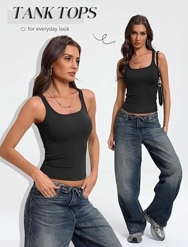 Avidlove Tank Top for Women 2026 Summer Ribbed Square Neck Tank Tops Fitted Slimming Tops Basic Going Out Top Casual thumbnail 4