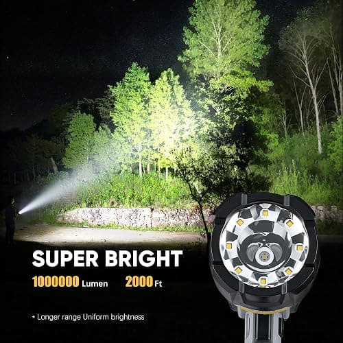 MOONASION Rechargeable Spotlight 100000 Lumen, Super Bright LED Spotlight Flashlight with COB Light & Foldable Stand, Long Lasting Large Handheld Spot Light for Boating Camping Boat Marine thumbnail 2