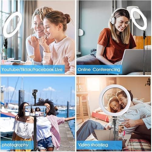 Kaiess 10.2" Selfie Ring Light with 65" Adjustable Tripod Stand & Phone Holder for Live Stream/Makeup, Upgraded Dimmable LED Ringlight for Tiktok/YouTube/Zoom Meeting/Photography thumbnail 9