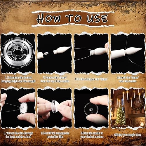 CAKETYCG 24 Pcs Halloween LED Magic Hanging Floating Candles, Taper Flickering Flameless with 2 Magic Wands - Candle Set for Halloween, Christmas, Weddings, Birthdays & Fantasy Ambiance... thumbnail 4