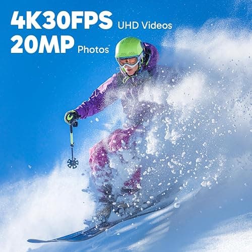 Dragon Touch 4K30FPS Action Camera Vision 3 20MP 100FT Underwater Camera 170° Wide Angle WiFi Sports Waterproof Cam with Remote 2 Batteries and Mounting Accessories Kit thumbnail 2