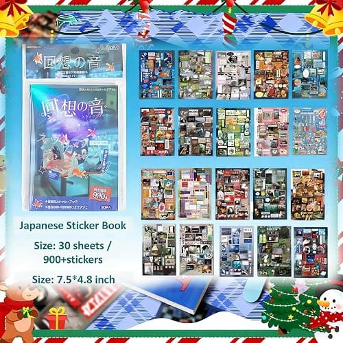 990Pcs Japanese Sticker Book, Retro Romantic Memory Series Comic Books Style Korean Sticker Aesthetic Japanese Stickers Book for Adults Gifts (Blue Style) thumbnail 3