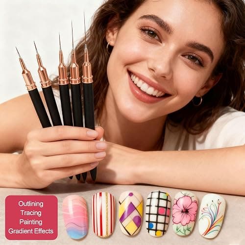 Artdone Nail Striping Tape Lines Kit With Nail Art Pens Liner Brushes | Dotting Tools For Gel Polish Small Detail Drawing Design Paint thumbnail 2
