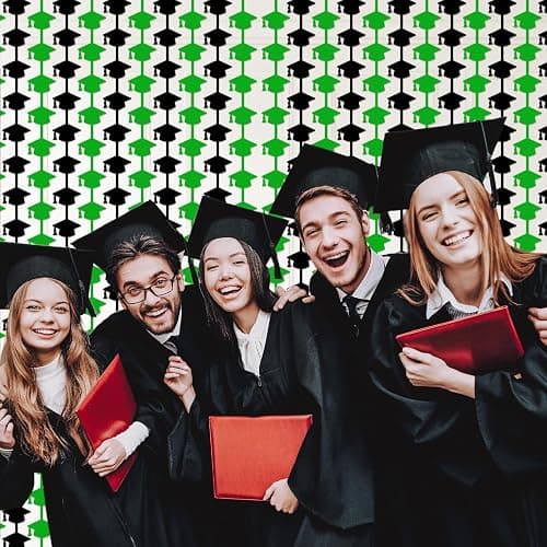 2 Pack 3.3ft x 6.6ft Graduation Cap Metallic Foil Fringe Curtain, Grad Hat Shaped Tinsel Streamers Photo Props Backdrop for College Graduation Party Supplies, Prom 2025 Decorations (Green&Black) thumbnail 6