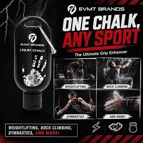 EVMT Brands Liquid Chalk, Mess Free Gym Chalk for Weightlifting, Gymnastics, Rock Climbing, Dancing. Sweat Resistant and Long Lasting for Stronger Grip. thumbnail 5