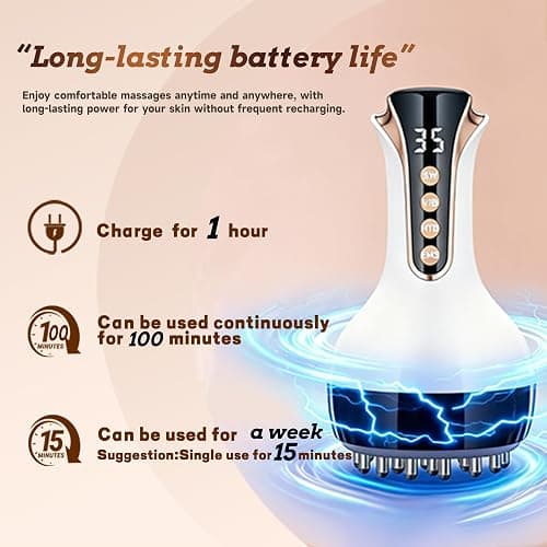35-Speed 3-in-1 Lymphatic Drainage Massager - Cellulite Massage Tool for Legs, Arms, Belly | Anti Cellulite Massage Tool w/ Microcurrent, Heat, Vibration | Body Sculpting & Skin Renewal (White) thumbnail 2