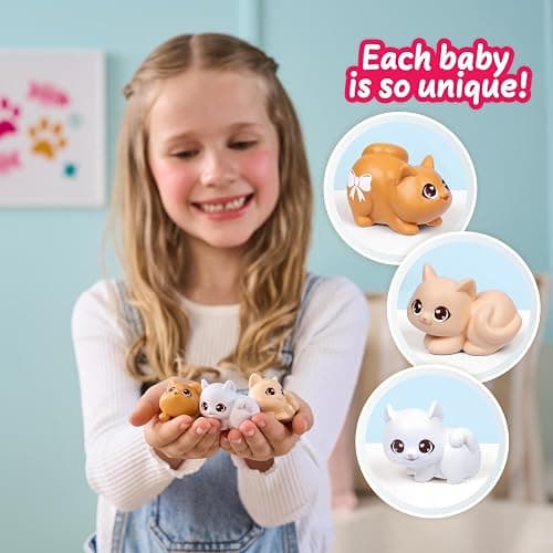 Little Live Pets Mama Surprise Kittens, Interactive Mama, Surprise Toys | Portable basket, fish accessory, 3 baby kittens, and 15+ sounds and reactions for ages 4+ toy cat play thumbnail 7