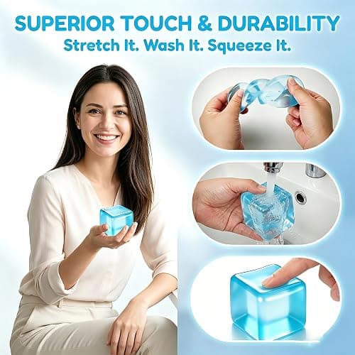 Premium Big Block Cube,Cube Squishy Stress Relief Toys,Ice Cube SqueezeToy,Adults Sensory Fidget for Stress Relief,Focus(Blue) thumbnail 3