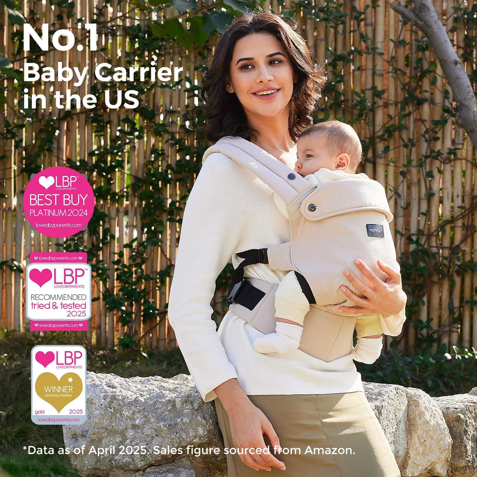 Momcozy Baby Carrier - Ergonomic, Cozy and Lightweight Carrier for 7-44lbs, Effortless to Put On, Ideal for Hands-Free Parenting, Enhanced Lumbar Support, Purehug for Infant to Toddler, Khaki thumbnail 7