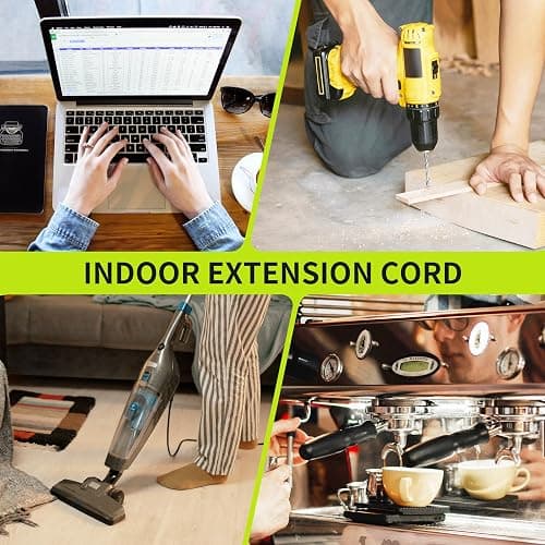 16/3 White Extension Cord 6 FT (2Pack), Indoor Extension Cord for Laptops, Coffee Makers, Office Home Appliances, 3 Prong Resistant Cable Flexible, 13A 125V 1625W ETL Listed thumbnail 7