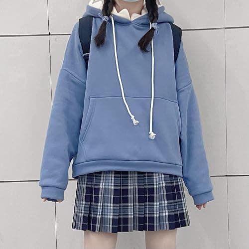 YEMOCILE Women Cute Shark Hoodie Long Sleeve Blue Kawaii Animal Shark Shape Hooded Pullover Sweatshirts thumbnail 2