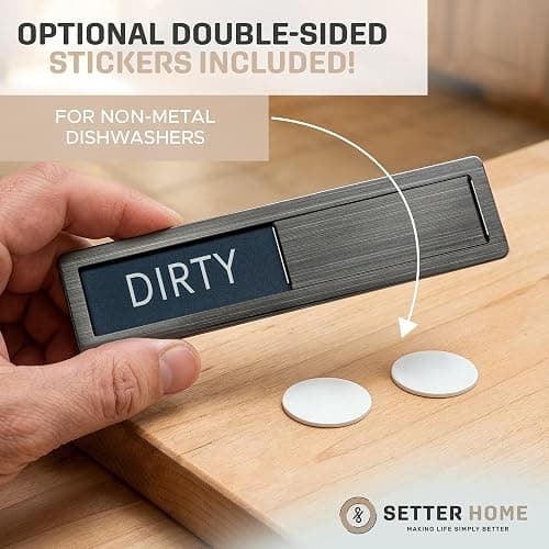 Clean dirty magnet for dishwasher, Premium Stainless Steel Black Clean Dirty Sign Indicator - Grade 304 Clean Dirty Magnet for Dishwasher, Black & White, Easy to Read with Extra Adhesive Tape - Kitchen Organizer thumbnail 5