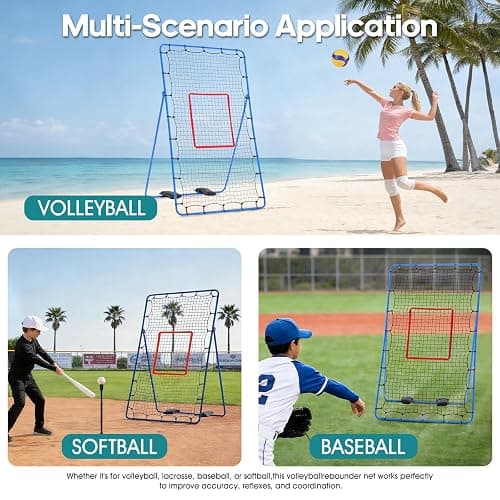OLIXIS Volleyball Rebounder Net 7x4 FT, Rebounder Net with Travel Bag | Multi Sport Bounce Back Training Equipment, 5 Adjustable Angles for Outdoor Indoor Practice, Spiking, Bumping thumbnail 7