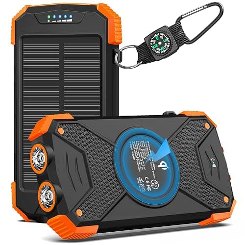 BLAVOR Solar Charger Power Bank 10,000mAh, Portable Wireless Charger, 20W Fast Charging External Battery Pack with USB C for Cell Phones, Solar Panel Charger with Dual Flashlight for Camping - Image 1
