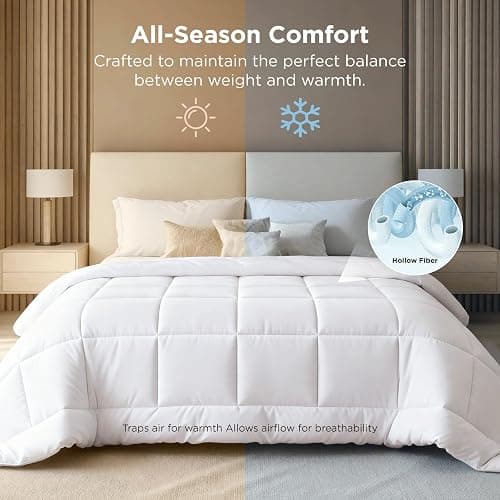 Bedsure Comforter Duvet Insert - Quilted Comforters Oversized King Size, All Season Duvet, GentleSoft Down Alternative Bedding, with 8 Tabs, Gifts for Women/Men, White, Oversized King 116 x 98 Inches thumbnail 6