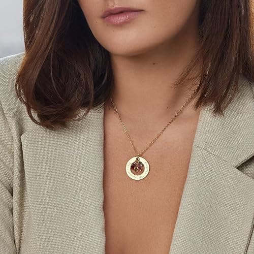 Birthstone Necklace for Mom 1 to 5 Kids Names and Birth Month Stones, Custom Family Jewelry for Women, Personalized Birthday Day, Mother's Day Gift for Wife Girlfriend, Grandma, 18k Gold Plated thumbnail 8