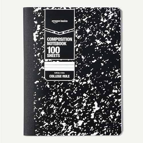 Amazon Basics Composition Notebook, College Ruled, 100 Sheets, 9.75" x 7.5", Marble Black, 12-Pack thumbnail 5