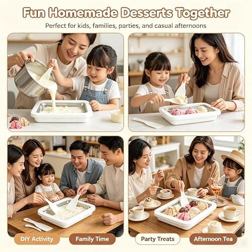Instant Ice Cream Maker,Rolled Ice Cream Maker, Soft Serve Ice Cream maker,Perfect for Frozen Yogurt, and More! Food grade stainless steel ice cream roll machine for home us (white) thumbnail 7