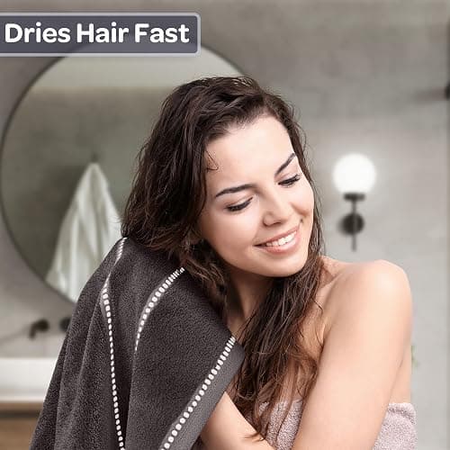Lavish Home 6 Piece Bathroom Towels Set - 525GSM 100% Cotton Bathroom Essentials - 2 Bath Sheets, 2 Hand Towels, and 2 Wash Cloths for Bath, Shower, Gym, Spa, and Dorm Room (Charcoal) thumbnail 6