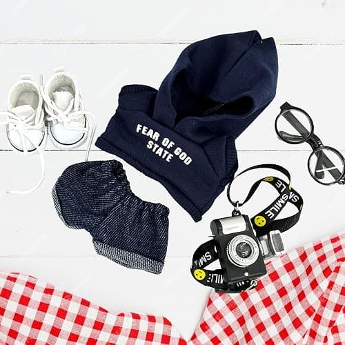 5-Piece Set Dolls Clothes - Fashion Style Outfit Set with Hoodies, Pants, Small Camera, Glasses, Canvas Shoes - 5 Piece Set thumbnail 2