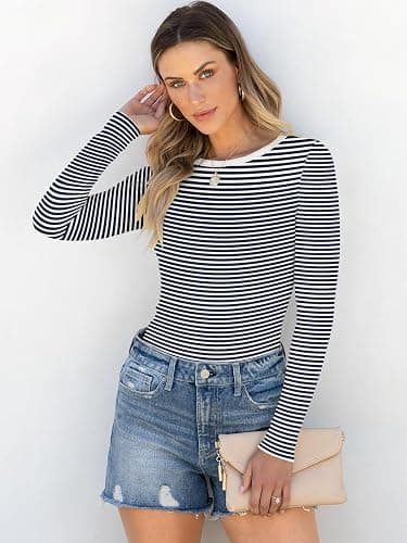 ANRABESS Women Long Sleeve Shirts Rib Knit Slim Fit Tops Basic Tee 2025 Fall Outfits Casual T-Shirt Underscrubs Layer Clothes thumbnail 3
