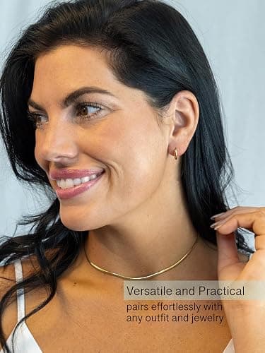 Altitude Boutique 18K Small Gold Hoop Earrings For Women | Gold Plated Thin Tube Earrings | Lightweight, Hypoallergenic Chunky Gold Open Hoops (Gold, Silver) thumbnail 4